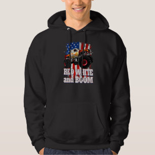Red White And Boom Monster Truck Hoodie