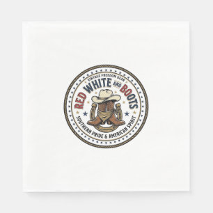 Red White And Boots Patriotic Patriotic Southern C Napkin