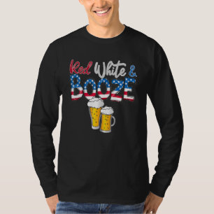 Red White And Booze America Flag 4th Of Julyy T-Shirt