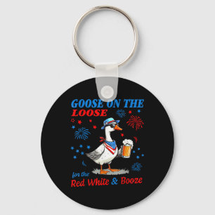 Red White And Booze Goose 4th Of July Goose On The Key Ring