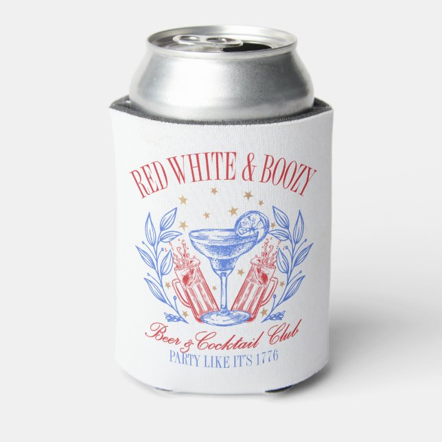 Red White and Boozy Can Cooler (Can Back)