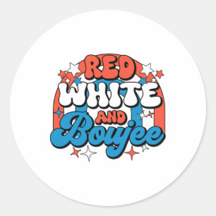 Red White And Boujee 4th Of July American Girl Pat Classic Round Sticker