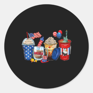 Red White And Brew 4th Of July Coffee Beverages Pa Classic Round Sticker