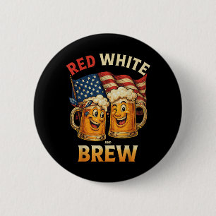 Red White And Brew 6 Cm Round Badge