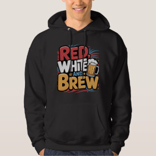 Red White and Brew Beer Graphic Hoodie