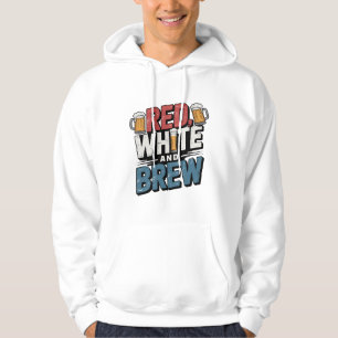 Red White and Brew Bold Design Hoodie