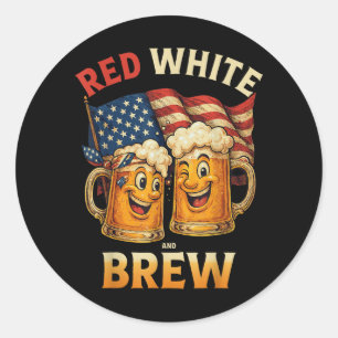 Red White And Brew Classic Round Sticker