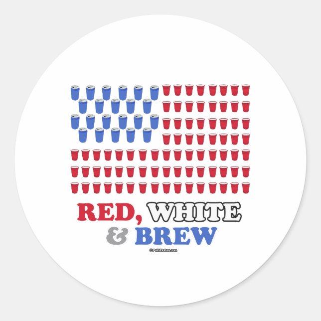 Red White and Brew Classic Round Sticker (Front)