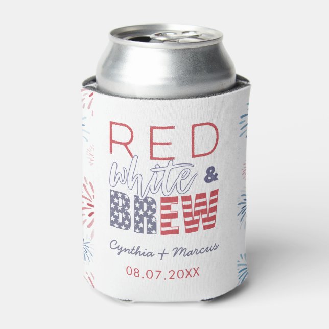 Red White And Brew Couples Shower Favour Can Coole Cooler (Can Front)