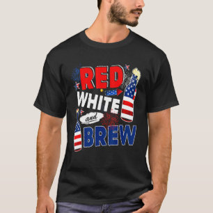 Red White And Brew Drinking Beer 4th Of July T-Shirt