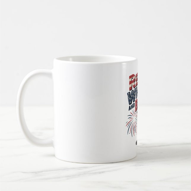 Red White and Brew Firework Design Coffee Mug (Left)