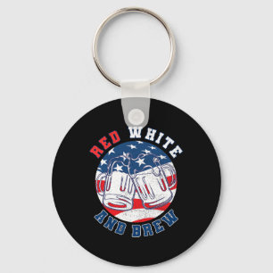 Red White And Brew! For A 4th Of July Beer Merica Key Ring