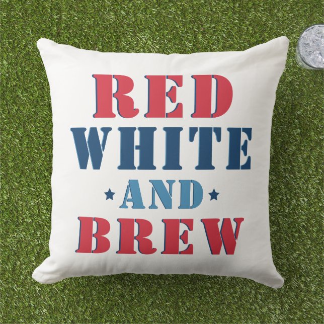 Red White and Brew Fourth of July Cushion (Grass)