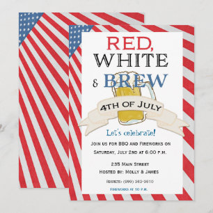 Red White and Brew Fourth of July Invitation