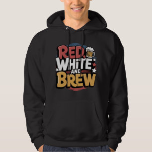 Red White and Brew Funny Graphic Hoodie