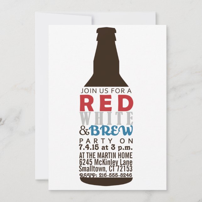 Red, White and Brew Party Invitation (Front)