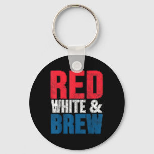 Red White And Brew Shirt Men Women Drinking 4th Of Key Ring