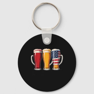 Red White And Brews Funny Vintage Usa Beer Novelty Key Ring