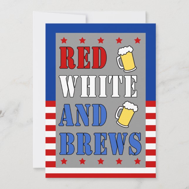 Red White And Brews July 4th Patriotic Invitation (Front)
