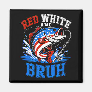 Red White And Bro Patriotic 4th Of July B Fish Usa Magnet