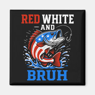 Red White And Bro Patriotic 4th Of July B Fish Usa Magnet