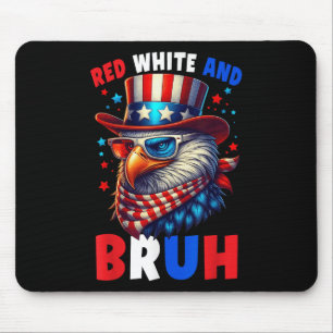 Red White And Bruh 4th Of July Boys Patriotic Bald Mouse Pad