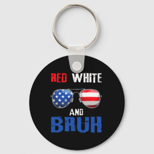 Red White And Bruh 4th Of July Boys Patriotic Teen Key Ring