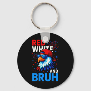 Red White And Bruh 4th Of July Outfit Boys Men Wom Key Ring