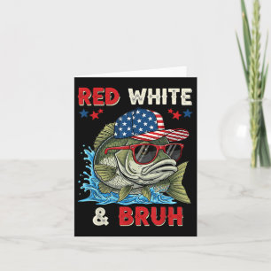 Red White And Bruh Boys Fishing American Flag Fish Card