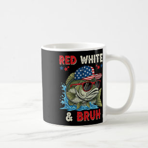 Red White And Bruh Boys Fishing American Flag Fish Coffee Mug