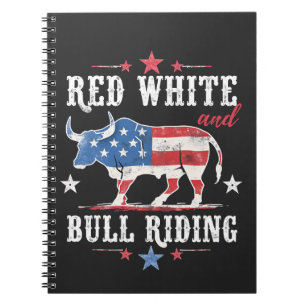 Red White and Bull Riding American Cowboys Notebook