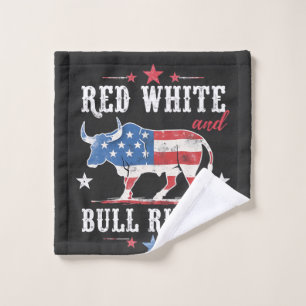 Red White and Bull Riding American Cowboys Wash Cloth