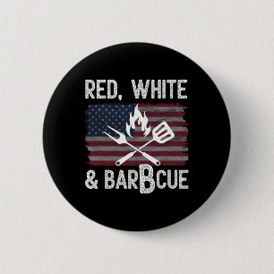 Red White And Byrbcue Bbq Patriotic 4th Of July Us 6 Cm Round Badge