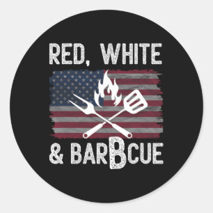 Red White And Byrbcue Bbq Patriotic 4th Of July Us Classic Round Sticker