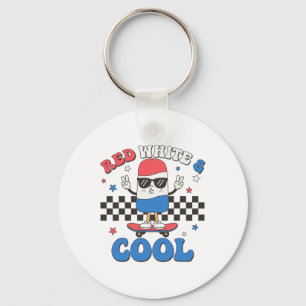 Red White And Cool 4th Of July Popsicle Ice Cream Key Ring