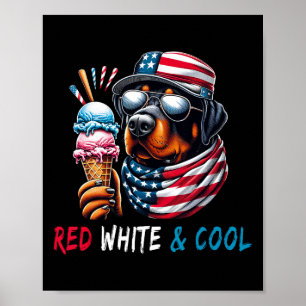 Red White And Cool Dog Ice Cream 4th Of July  Poster