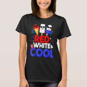 Red White And Cool Ice Cream Popsicle American Fla T-Shirt