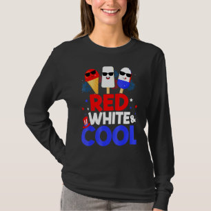 Red White And Cool Ice Cream Popsicle American Fla T-Shirt