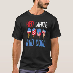 Red White And Cool Patriotic Ice Cream Popsicle 4t T-Shirt