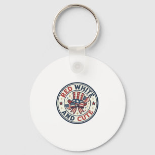 Red White And Cute Patriotic Womens Patriotic Spar Key Ring