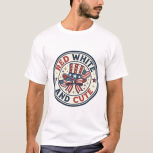 Red White And Cute Patriotic Womens Patriotic Spar T-Shirt