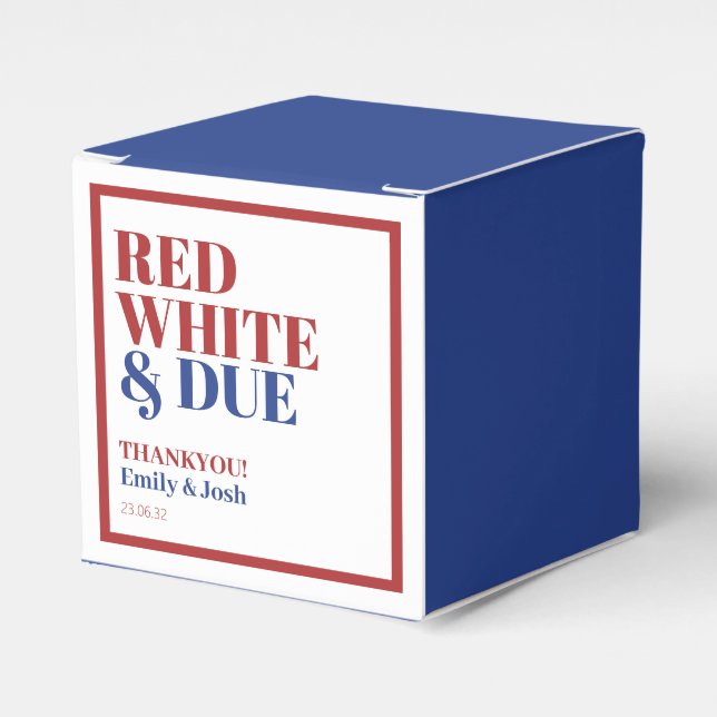 Red White and Due 4th July Baby Shower  Favour Box (Front Side)