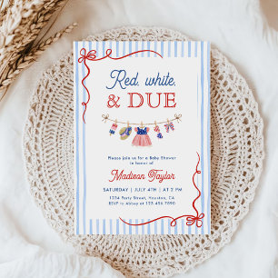 Red, White and Due 4th July Baby Shower Invitation