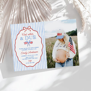 Red, White and Due 4th July Baby Shower Photo Invitation