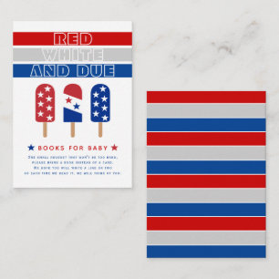 Red White and Due 4th of July baby shower book Enclosure Card