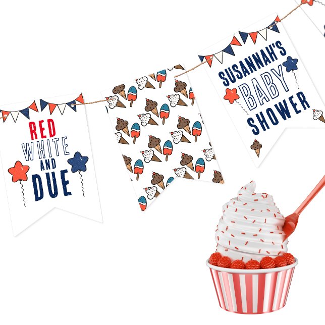 Red White and Due 4th of July Baby Shower Bunting (Creator Uploaded)