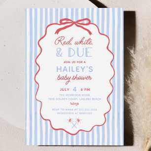 Red White and Due 4th of July Baby Shower Invitation