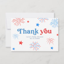 Red White and Due 4th of July Patriotic Thank You