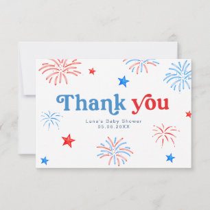 Red White and Due 4th of July Patriotic Thank You Card