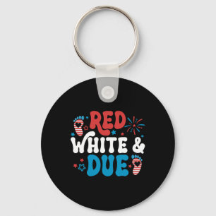 Red White And Due 4th Of July Pregnancy Announceme Key Ring